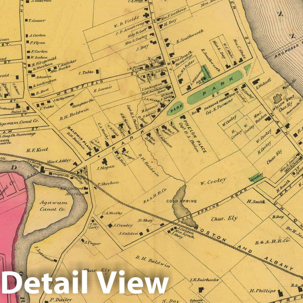 Historic Map : Atlas of Hampden County Massachusetts, West Springfield 1870 , v2, Vintage Wall Art