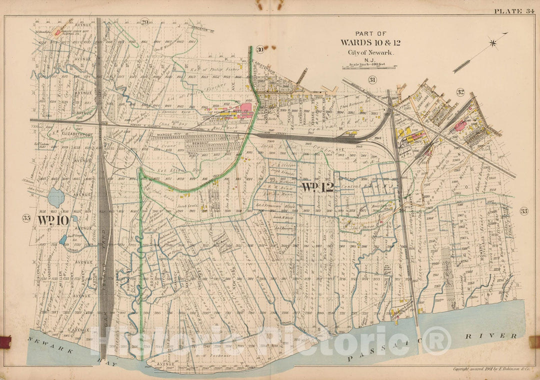 Historic Map : Atlas City of Newark, Newark 1901 Plate 034 , Vintage Wall Art