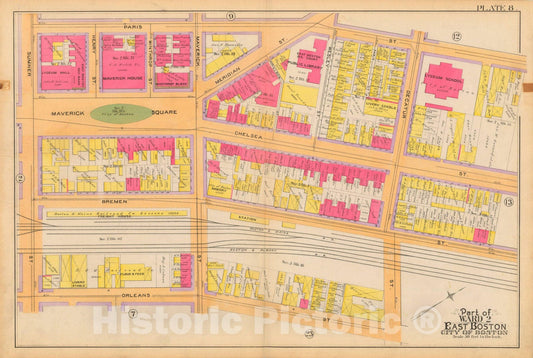 Historic Map : Atlas City of Boston, Vol. 9, East Boston 1892 Plate 008 , Vintage Wall Art