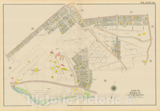 Historic Map : Atlas City of Boston, Dorchester, Dorchester 1918 Plate 036 , Vintage Wall Art