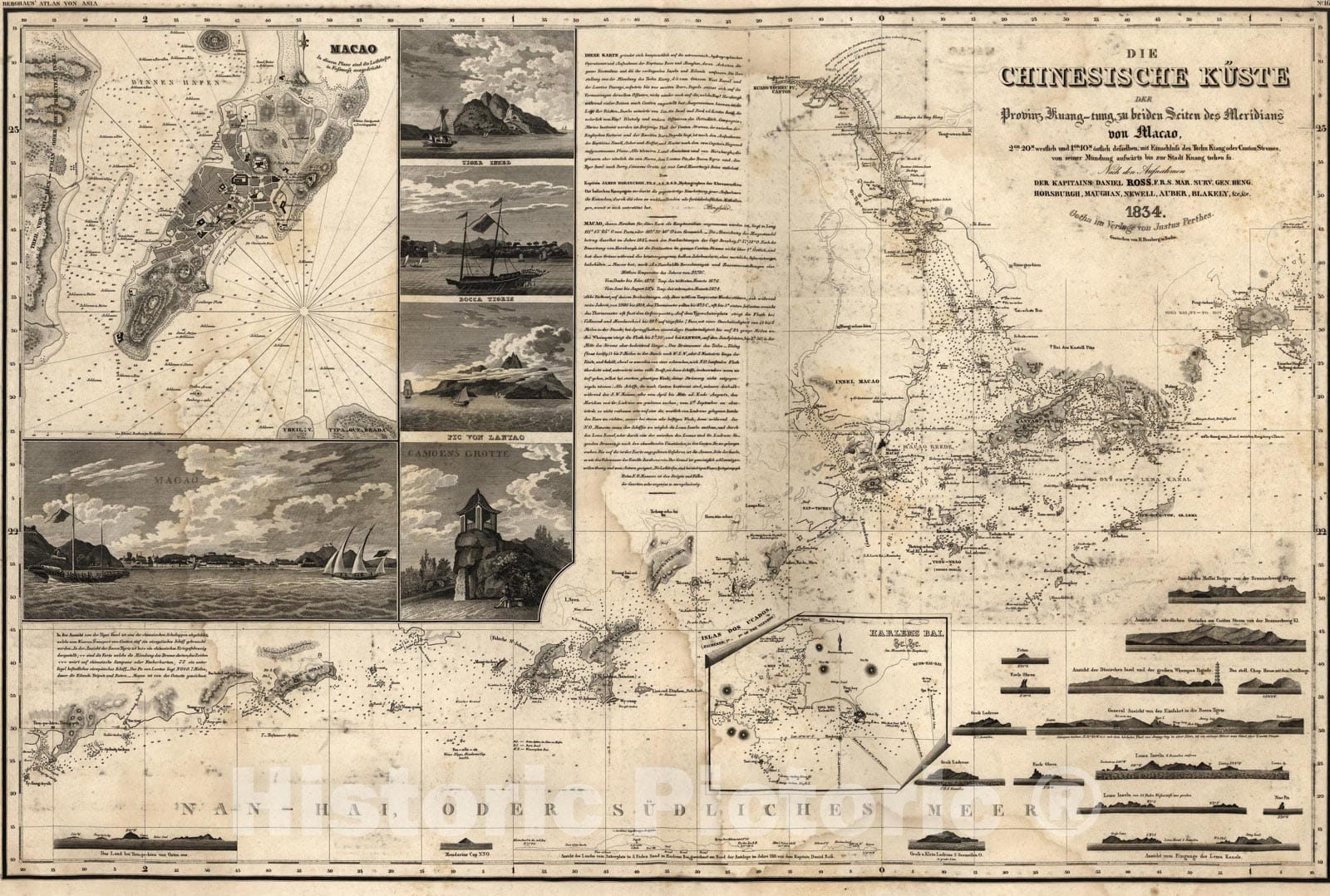 Historic Map : Chinese Coast 1834 , Vintage Wall Art