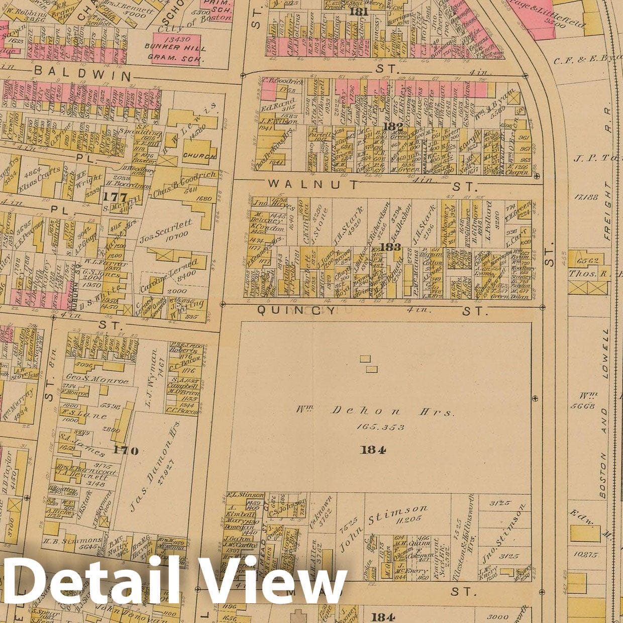 Historic Map : Boston Vol. 6, Charlestown & Brighton, Charlestown 1885 Plate E , Vintage Wall Art