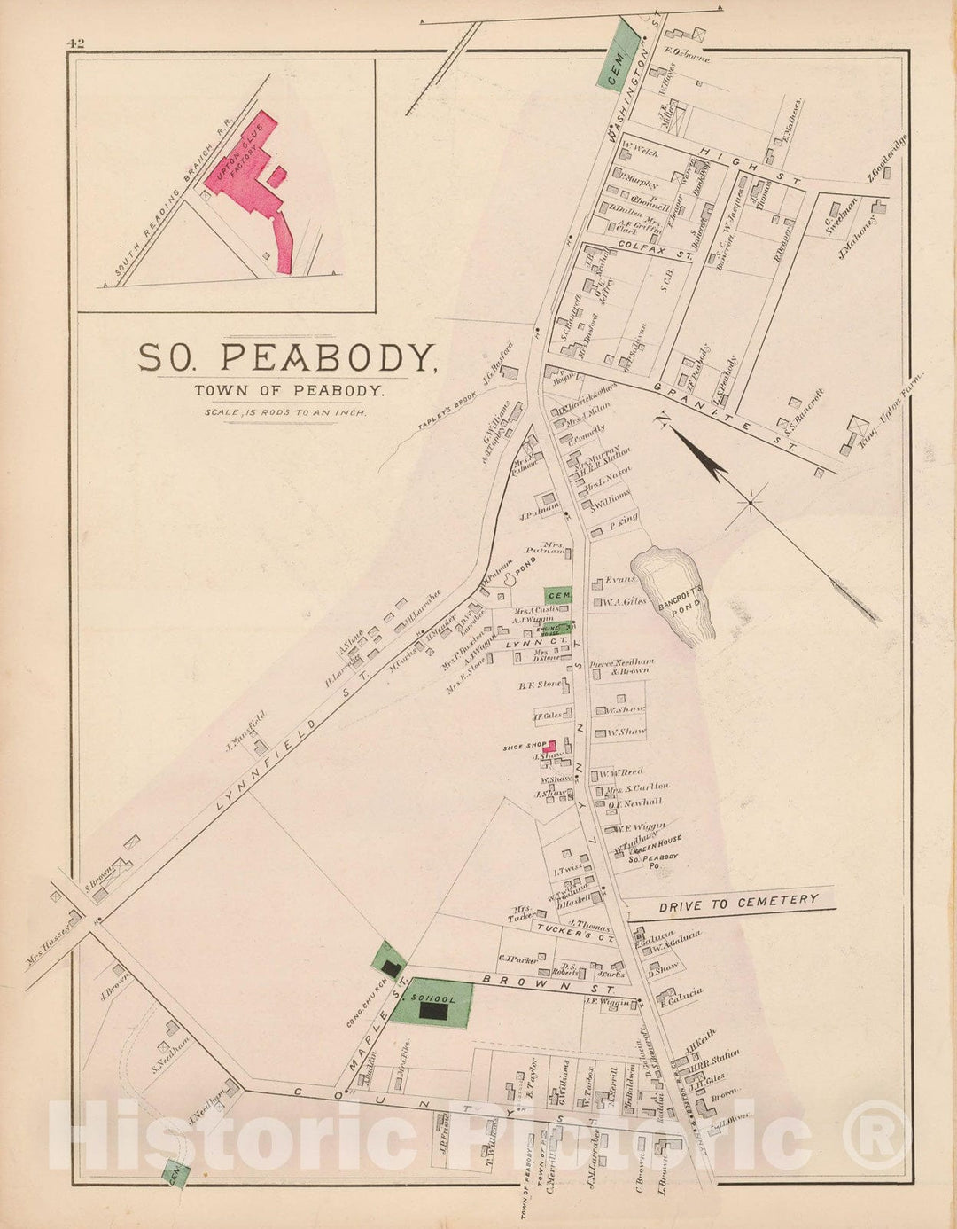 Historic Map : Atlas of Essex County, Peabody 1884 , v3, Vintage Wall Art