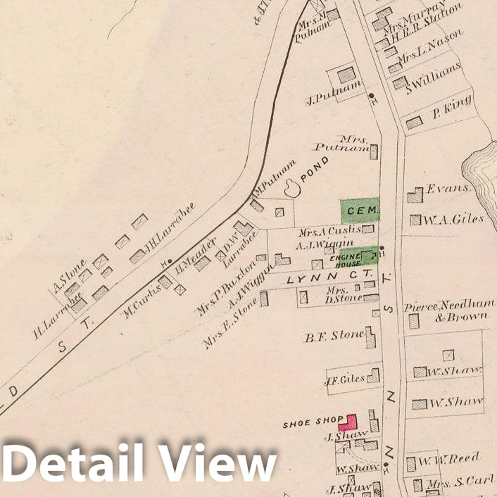 Historic Map : Atlas of Essex County, Peabody 1884 , v3, Vintage Wall Art
