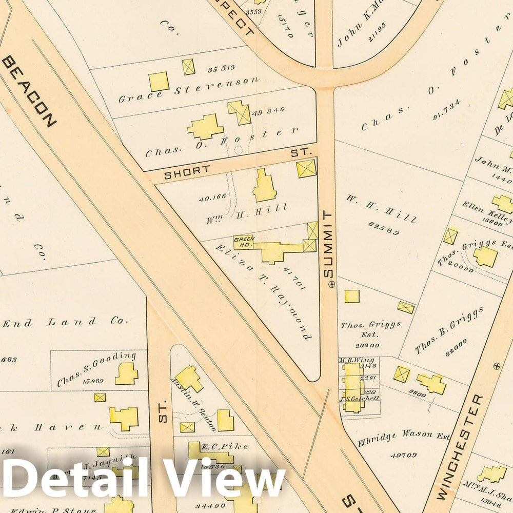 Historic Map : Atlas Town of Brookline, Brookline 1888 Plate G , Vintage Wall Art