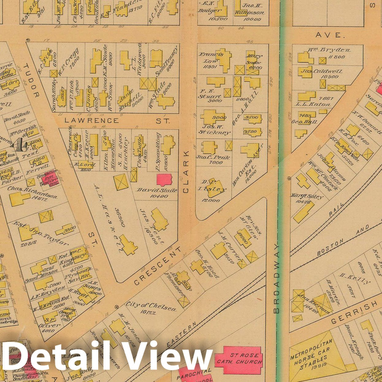 Historic Map : Atlas City of Chelsea and the Towns of Revere and Winthrop 1886 Plate D , Vintage Wall Art