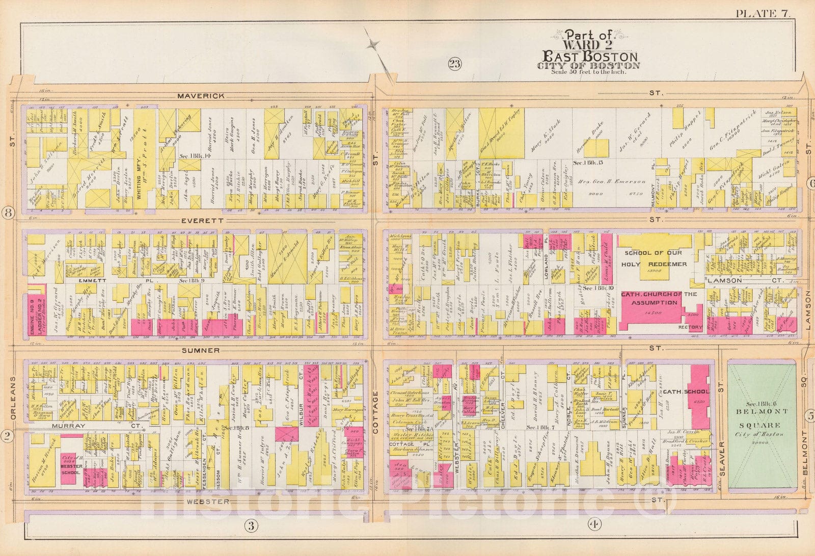 Historic Map : Atlas City of Boston, Vol. 9, East Boston 1892 Plate 007 , Vintage Wall Art