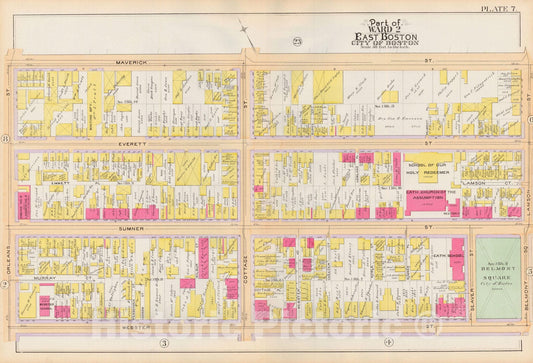 Historic Map : Atlas City of Boston, Vol. 9, East Boston 1892 Plate 007 , Vintage Wall Art