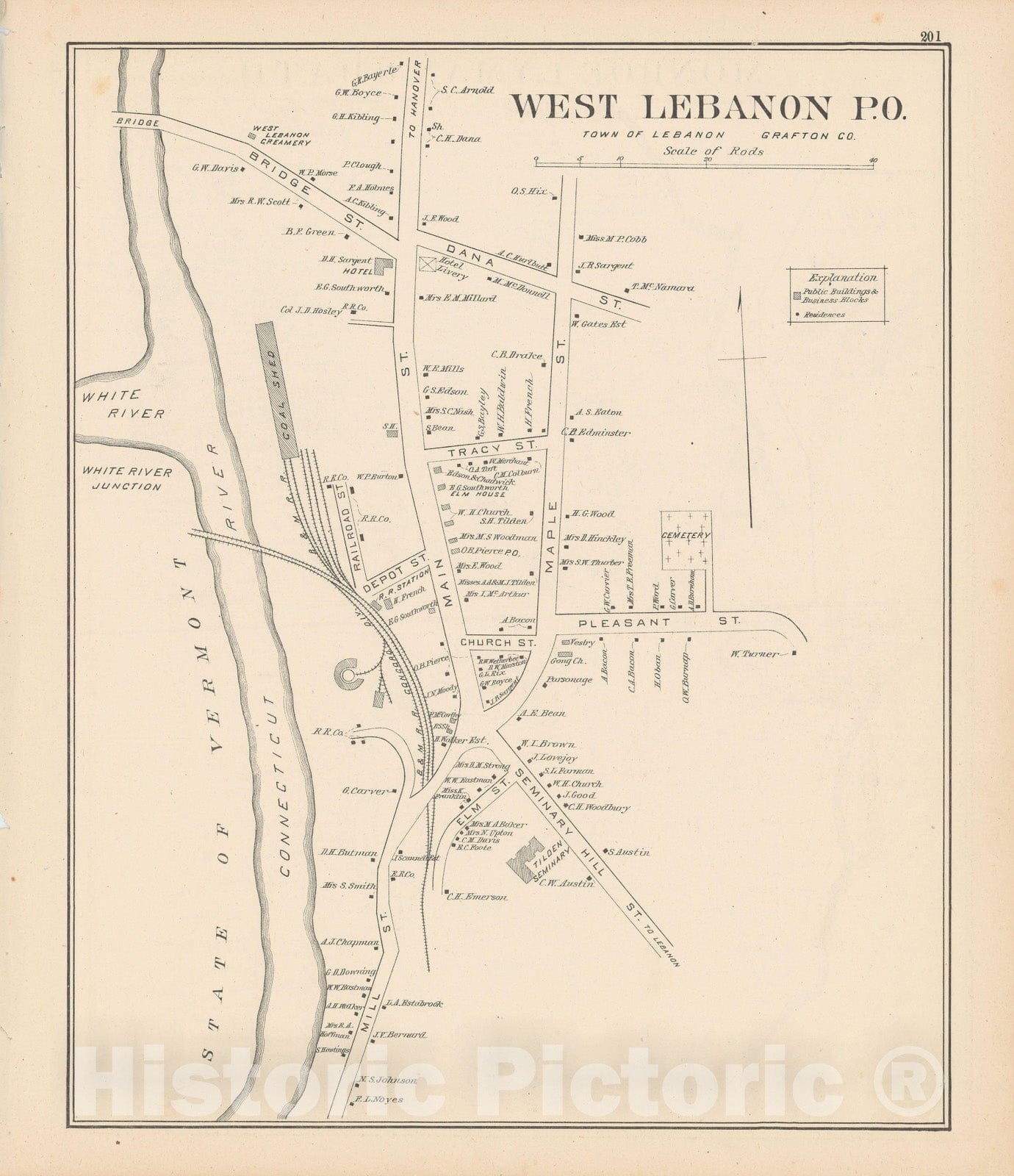 Historic Map : Lebanon 1892 , Town and City Atlas State of New Hampshire , v2, Vintage Wall Art