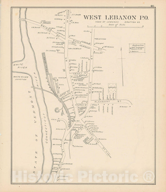 Historic Map : Lebanon 1892 , Town and City Atlas State of New Hampshire , v2, Vintage Wall Art
