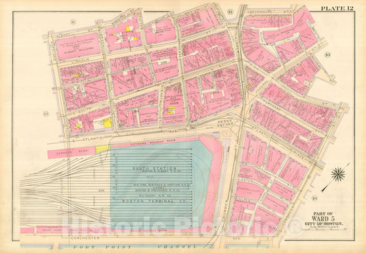 Historic Map : Atlas City of Boston, Boston Proper and Back Bay, Boston 1917 Plate 012 , Vintage Wall Art