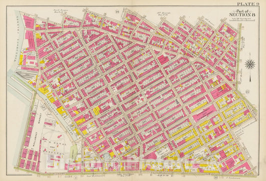 Historic Map : Vol. 1, Brooklyn 1908 Plate 009 , Atlas Borough of Brooklyn , Vintage Wall Art