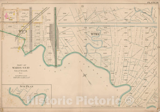 Historic Map : Atlas City of Newark, Newark 1901 Plate 036 , Vintage Wall Art