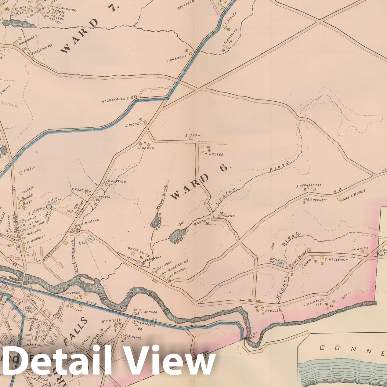 Historic Map : Atlas of Hampden County, Massachusetts, Chicopee 1894 , v2, Vintage Wall Art