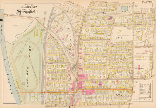 Historic Map : Atlas City of Springfield, Springfield 1899 Plate 003 , Vintage Wall Art