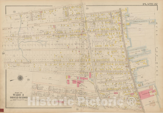 Historic Map : Atlas of Staten Island, Borough of Richmond, Vol 1, Staten Island 1917 Plate 022 , Vintage Wall Art