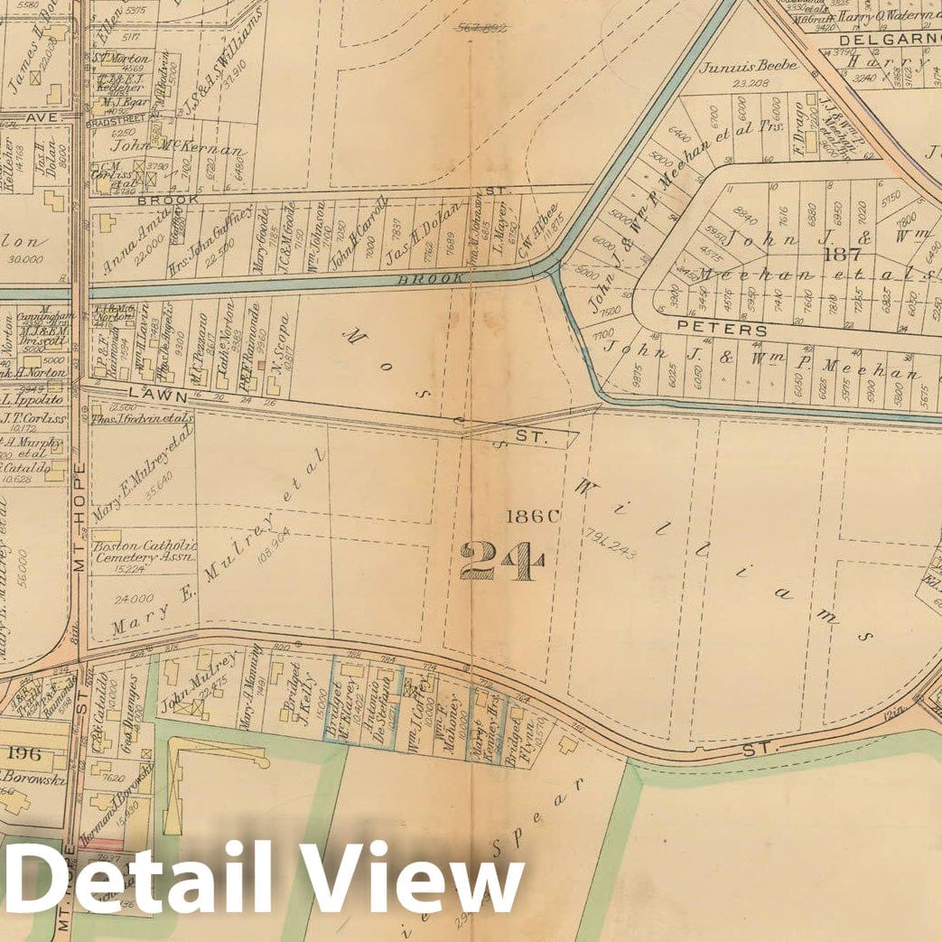 Historic Map : Atlas City of Boston, West Roxbury, Roslindale 1924 Plate 013 , Vintage Wall Art