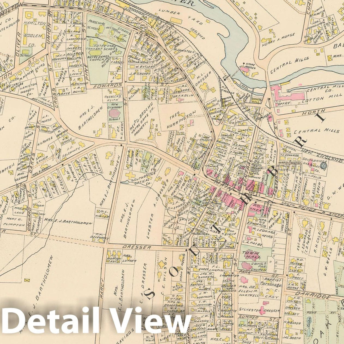 Historic Map : New Topo Atlas County of Worcester, Southbridge 1898 Plate 020 , Vintage Wall Art