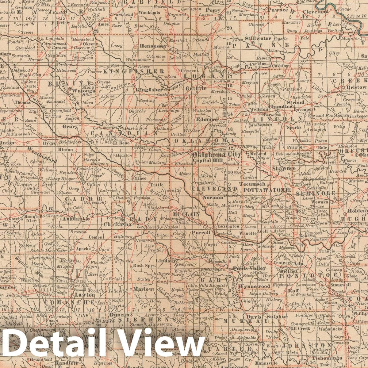 Historic Map : Oklahoma 1914 , Century Atlas of the World, Vintage Wall Art