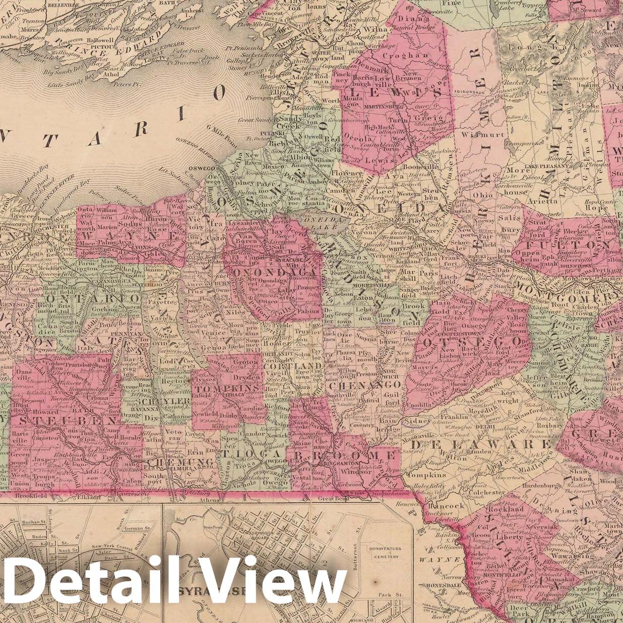 Historic Map : New York 1865 , Johnson's Family Atlas , Vintage Wall Art