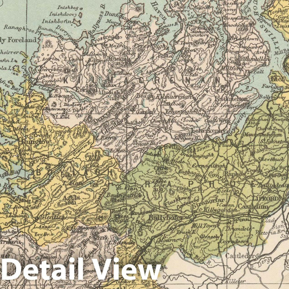 Historic Map : Irish County Maps, Donegal 1900 , Vintage Wall Art