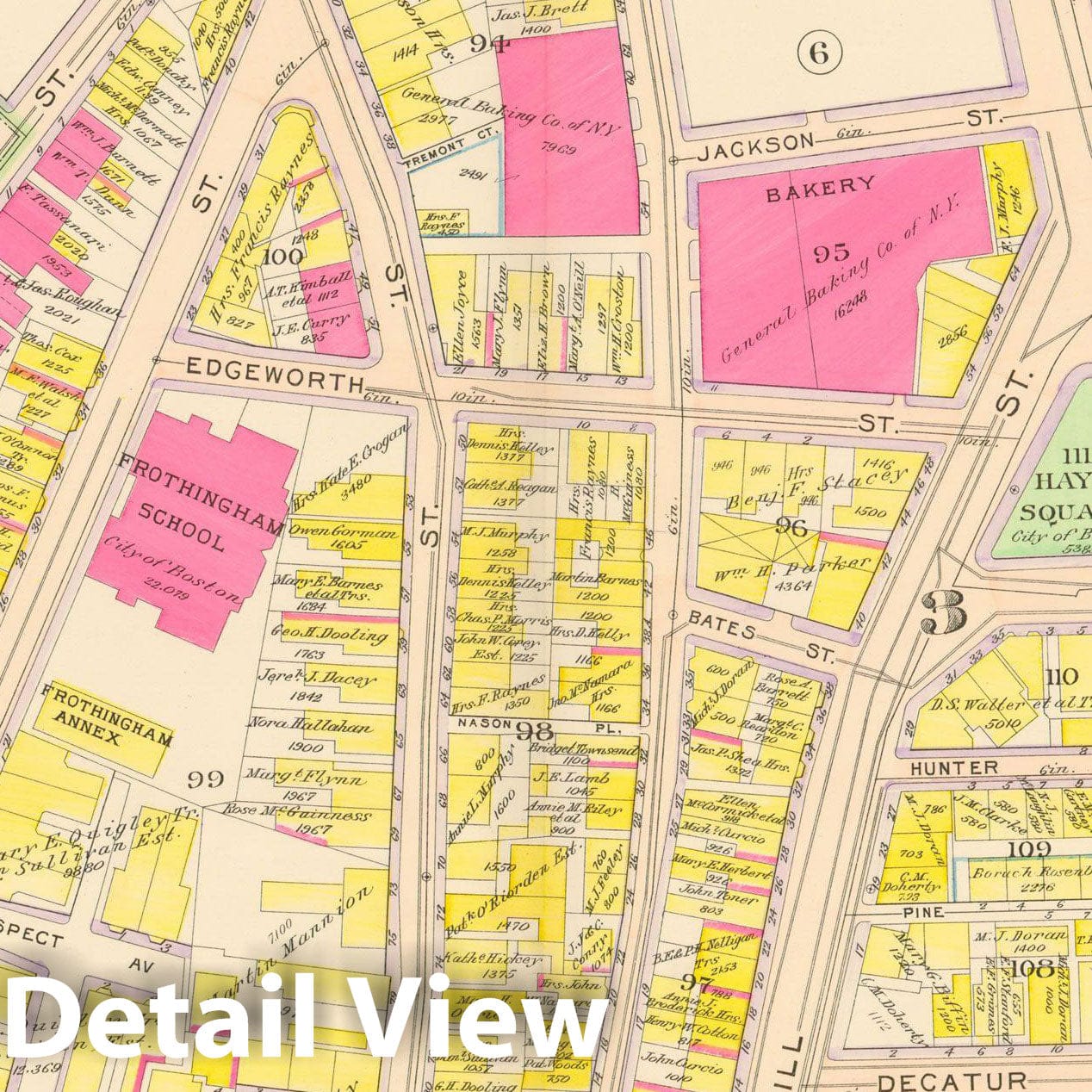 Historic Map : Atlas City of Boston: Charlestown and East Boston, Charlestown 1912 Plate 003 , Vintage Wall Art