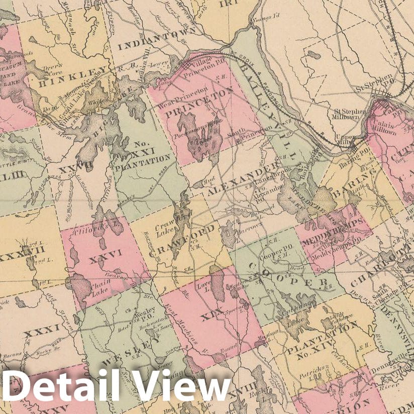 Historic Map : Atlas of Maine, Washington 1885 , Vintage Wall Art