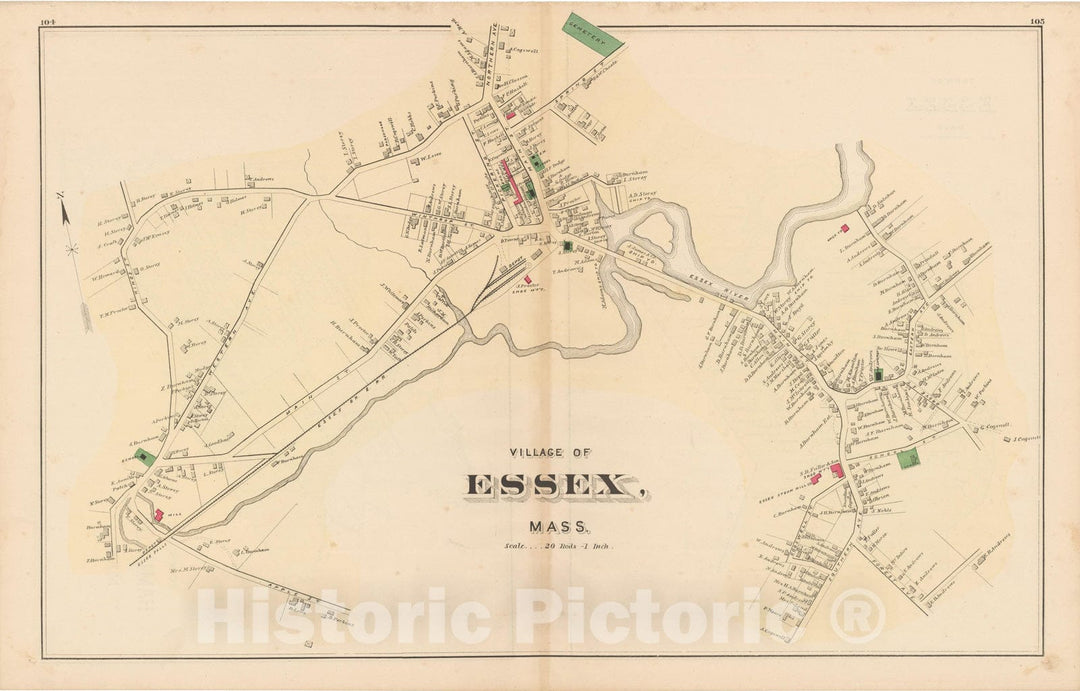 Historic Map : Atlas of Essex County, 1884 , v2, Vintage Wall Art