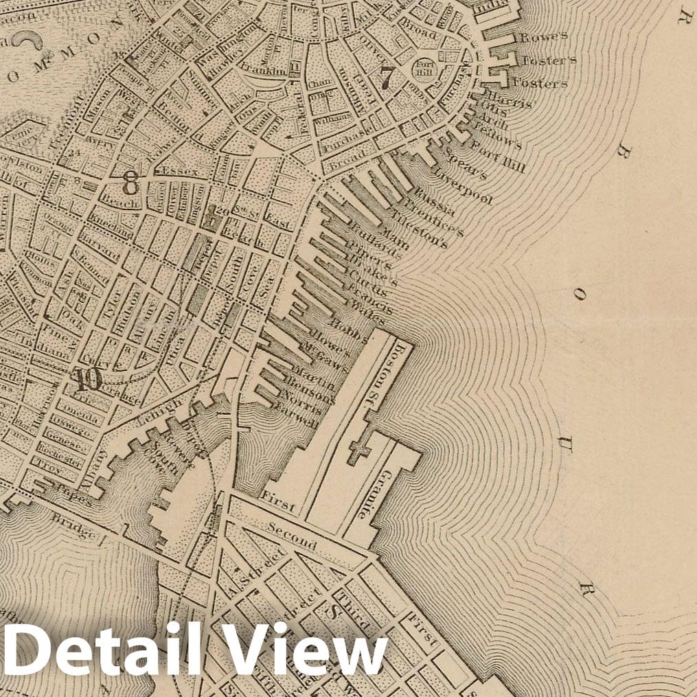 Historic Map : Boston Directory & Almanac, Boston 1853 , v2, Vintage Wall Art