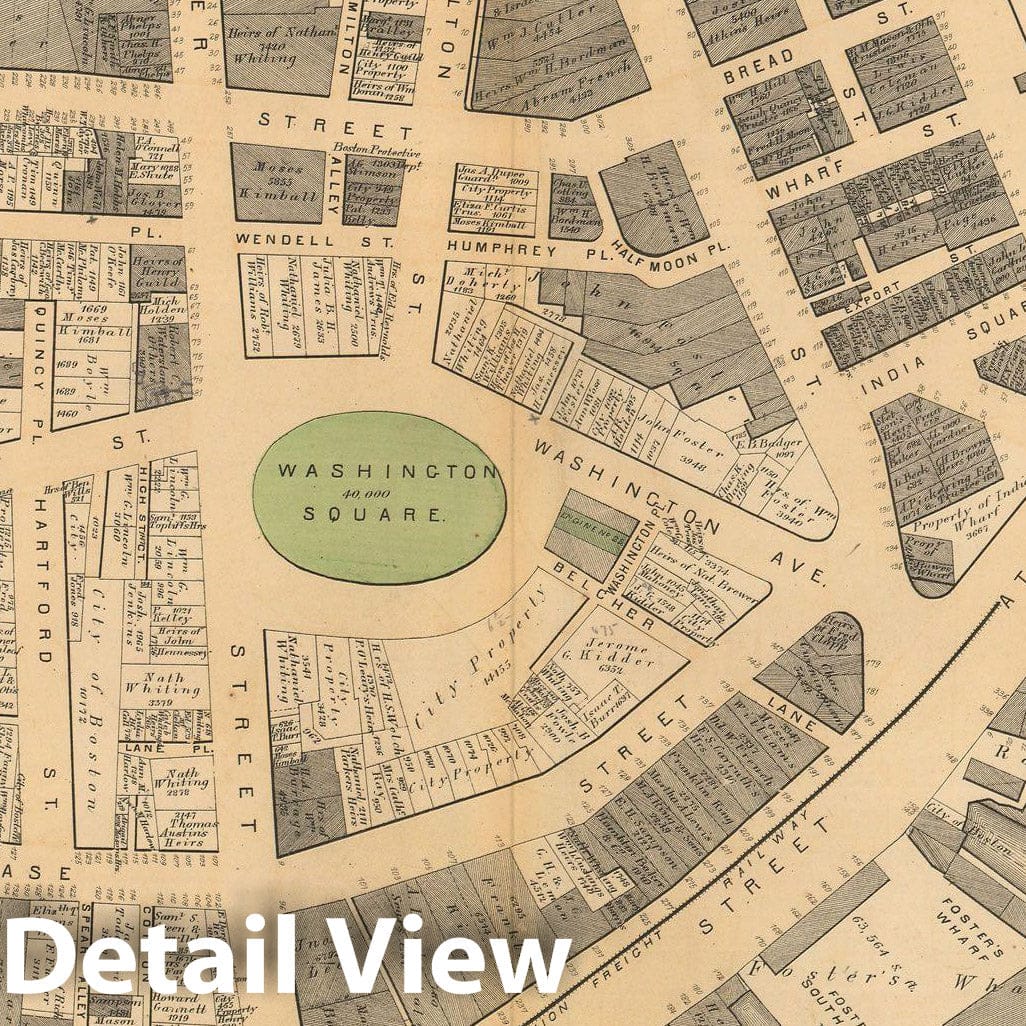 Historic Map : Atlas of County of Suffolk, MA Vol. 1 including Boston Proper, Boston 1874 Plate K , Vintage Wall Art