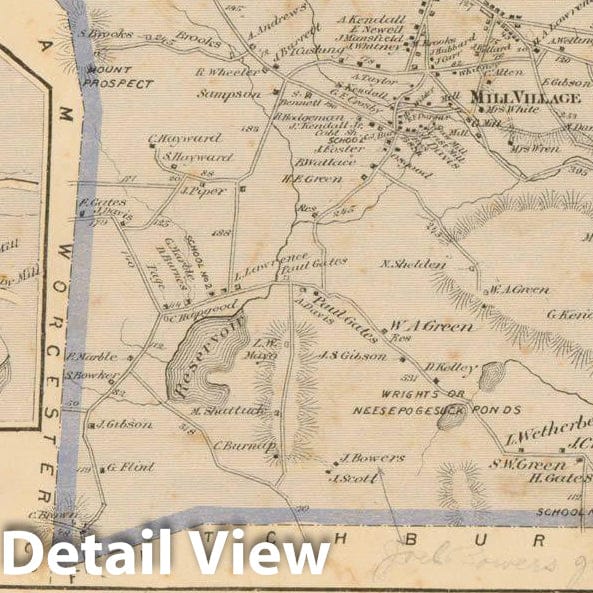 Historic Map : County Atlas of Middlesex Massachusetts, Ashby 1875 , Vintage Wall Art