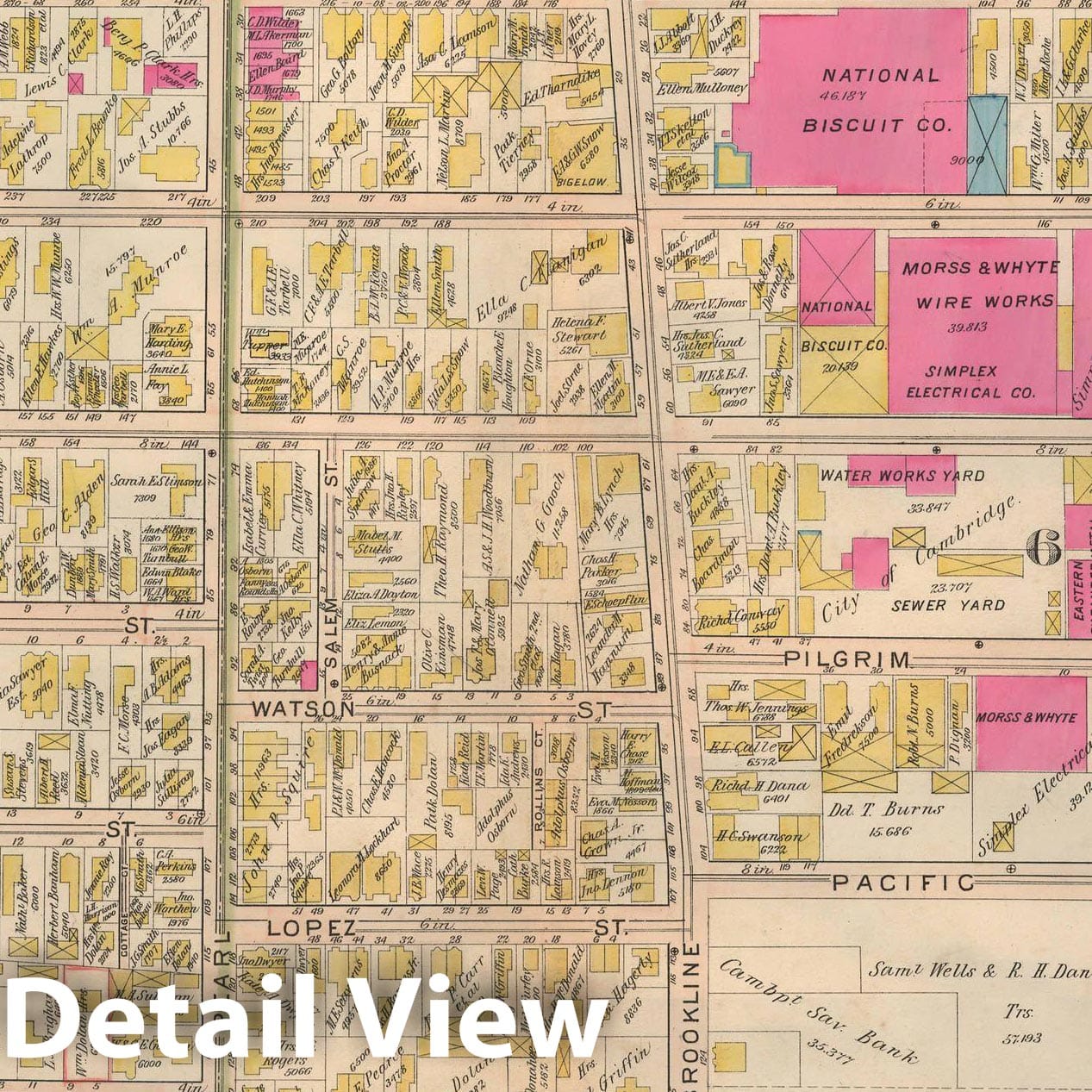 Historic Map : Atlas City of Cambridge, MA, Cambridge 1903 Plate 006 , Vintage Wall Art