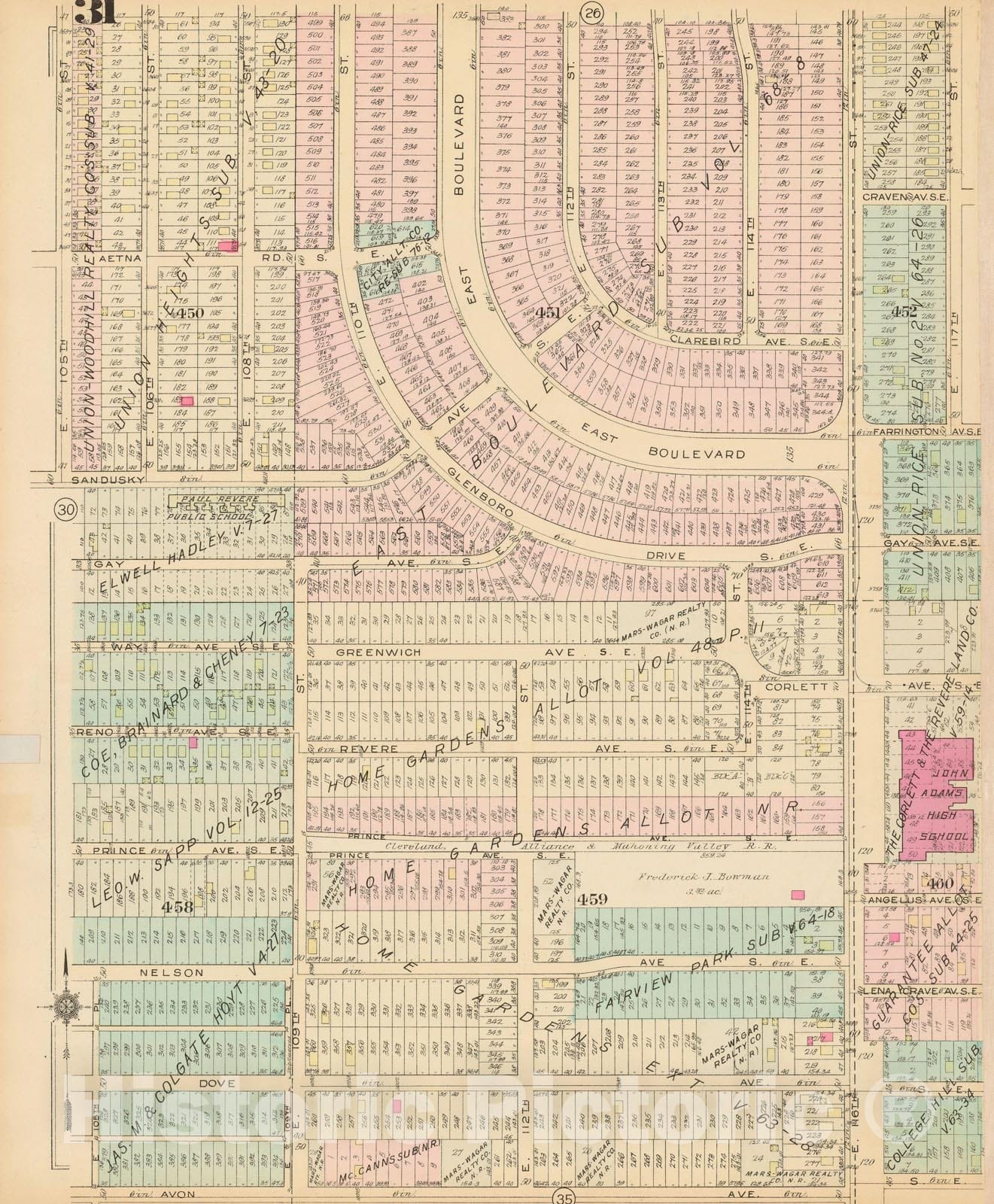 Historic Map : Atlas City of Cleveland, Vol. Four, Cleveland 1922 31L , Vintage Wall Art