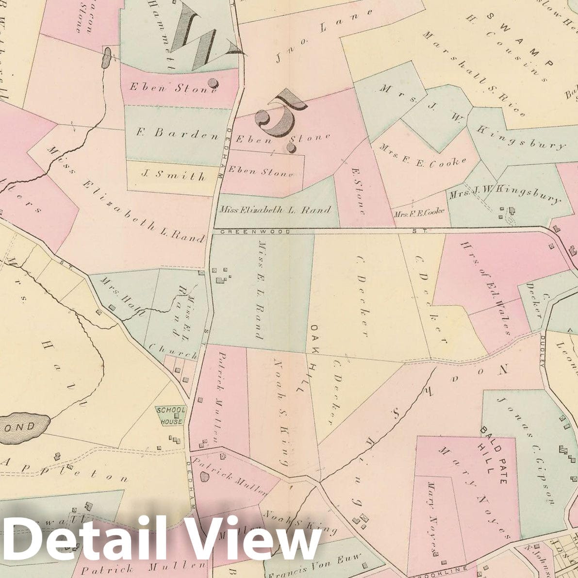Historic Map : City of Newton, Middlesex County, Newton 1874 Plate R , Vintage Wall Art