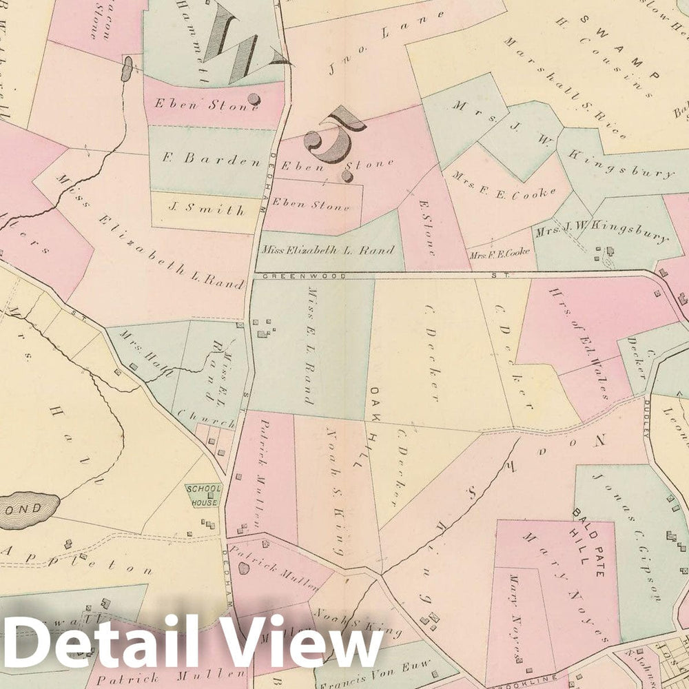 Historic Map : City of Newton, Middlesex County, Newton 1874 Plate R , Vintage Wall Art