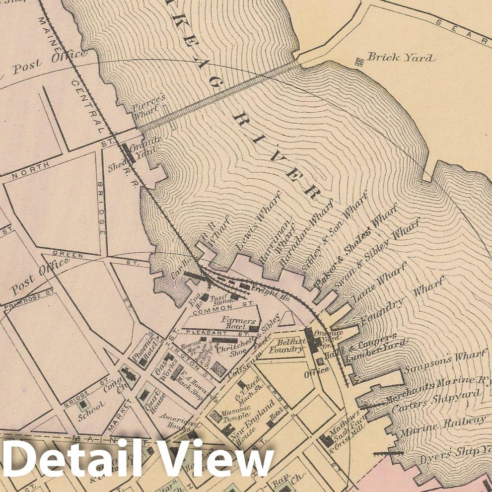 Historic Map : Atlas of Maine, Belfast 1885 , Vintage Wall Art