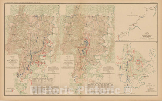 Historic Map : Civil War Atlas of the Union and Confederate Armies, Battles of Chickamauga, GA 1895 , Vintage Wall Art