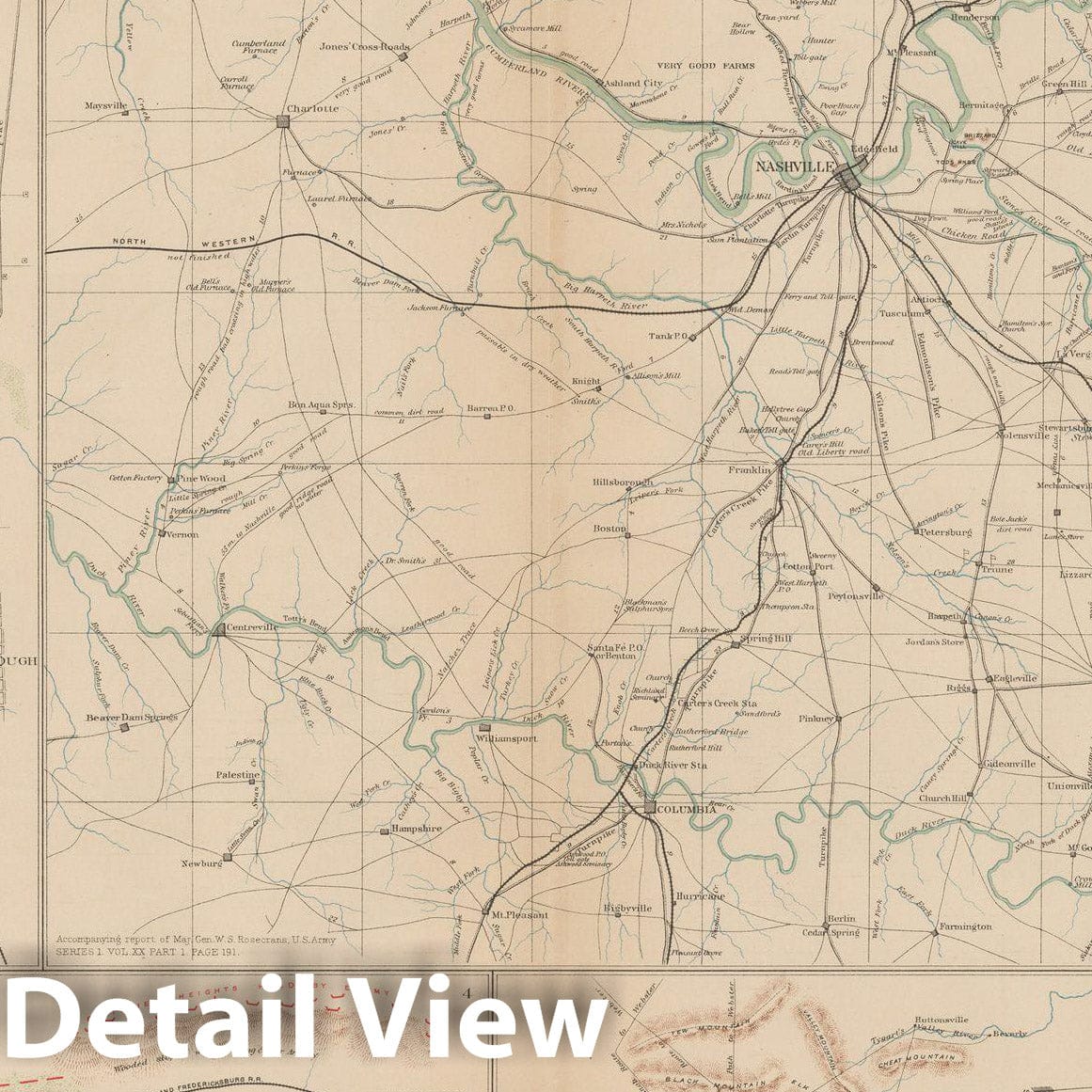 Historic Map : Civil War Atlas of the Union and Confederate Armies, Battles in TN 1895 , v2, Vintage Wall Art