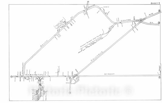 Historic Map : Boston Elevated Railway Track Plans, Jamaica Plain & Roxbury 1899-1915 Plate 008 , Vintage Wall Art