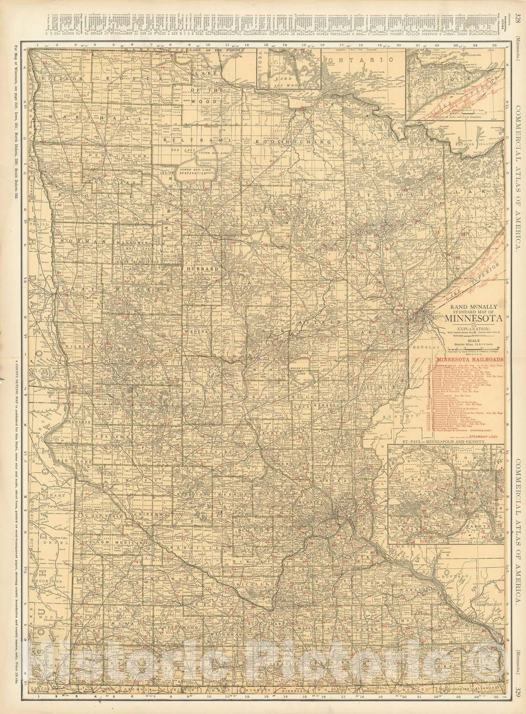 Historic Map : Minnesota 1925 , v3, Vintage Wall Art