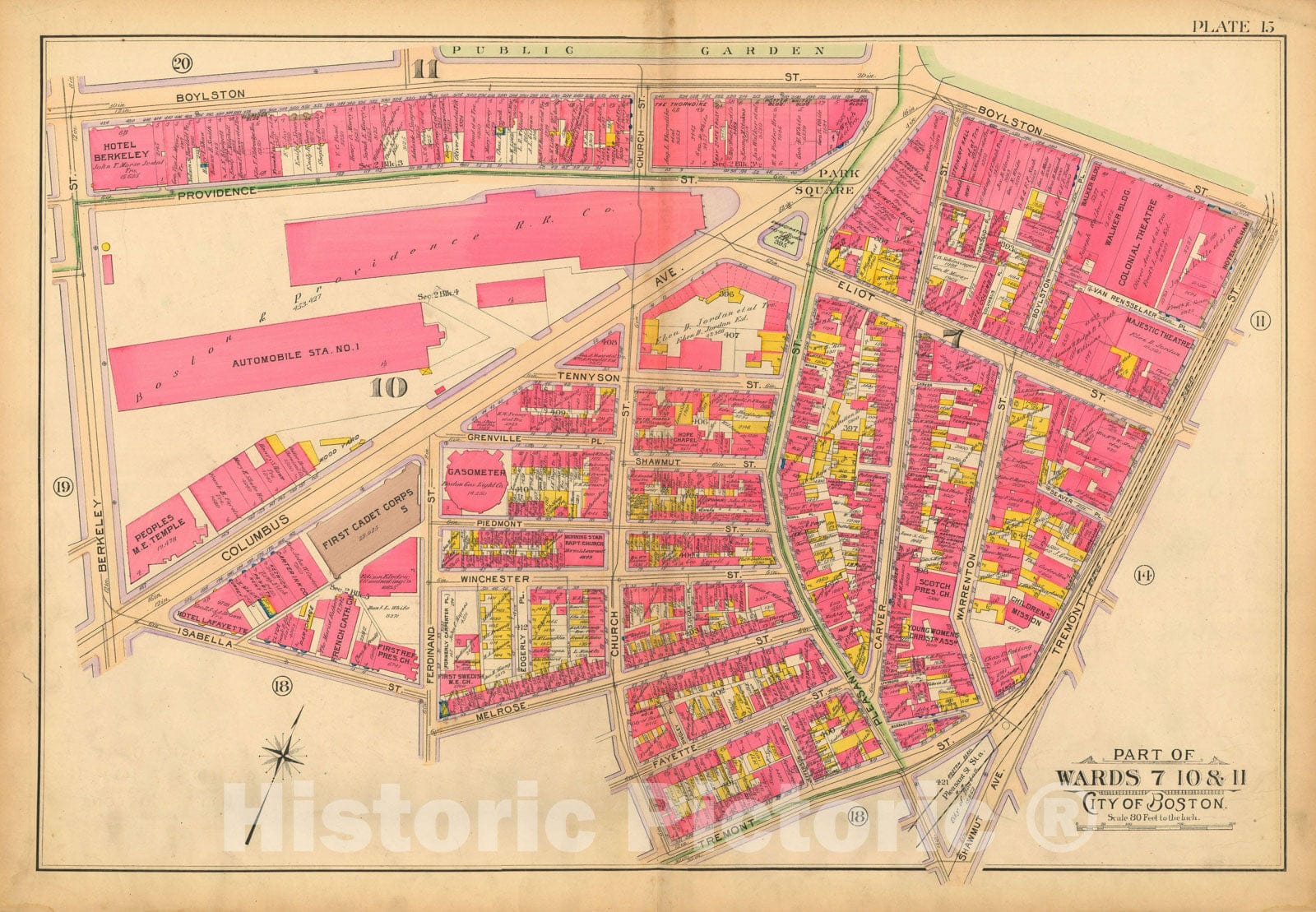 Historic Map : Atlas of Boston Proper, 1902 Plate 015 , Vintage Wall Art