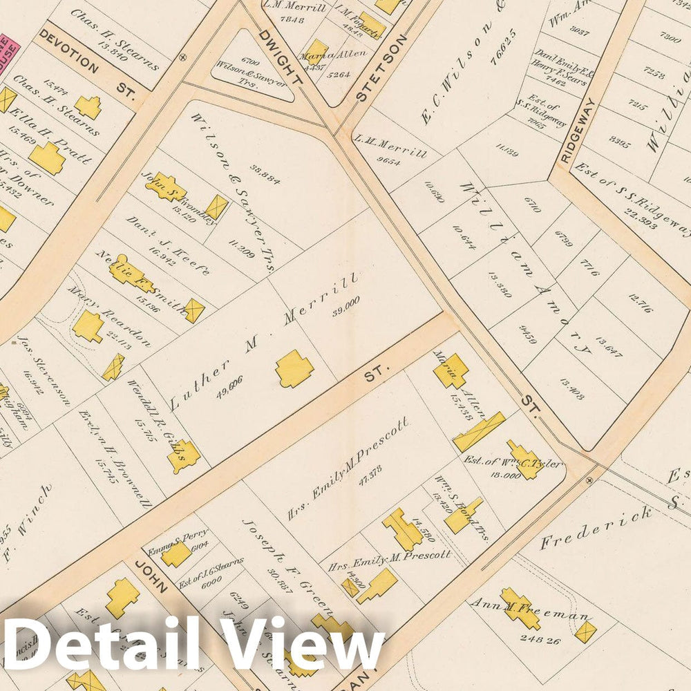 Historic Map : Atlas Town of Brookline, Brookline 1893 Plate 013 , Vintage Wall Art