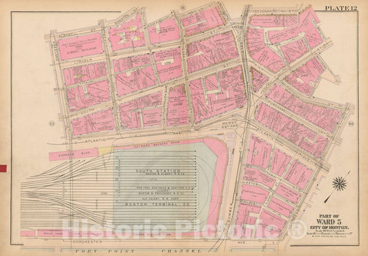 Historic Map : Atlas City of Boston, Boston Proper and Back Bay, Boston 1922 Plate 012 , Vintage Wall Art