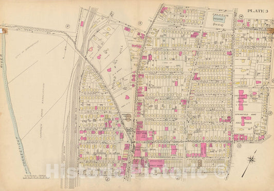 Historic Map : Atlas City of Springfield and the Town of Longmeadow 1920 Plate 003 , Vintage Wall Art