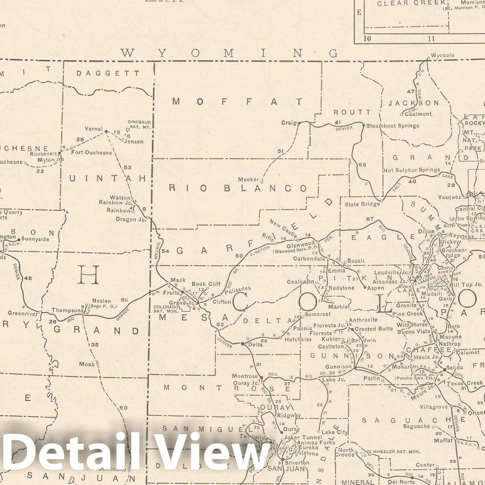 Historic Map : Colorado & Utah 1925 , Vintage Wall Art