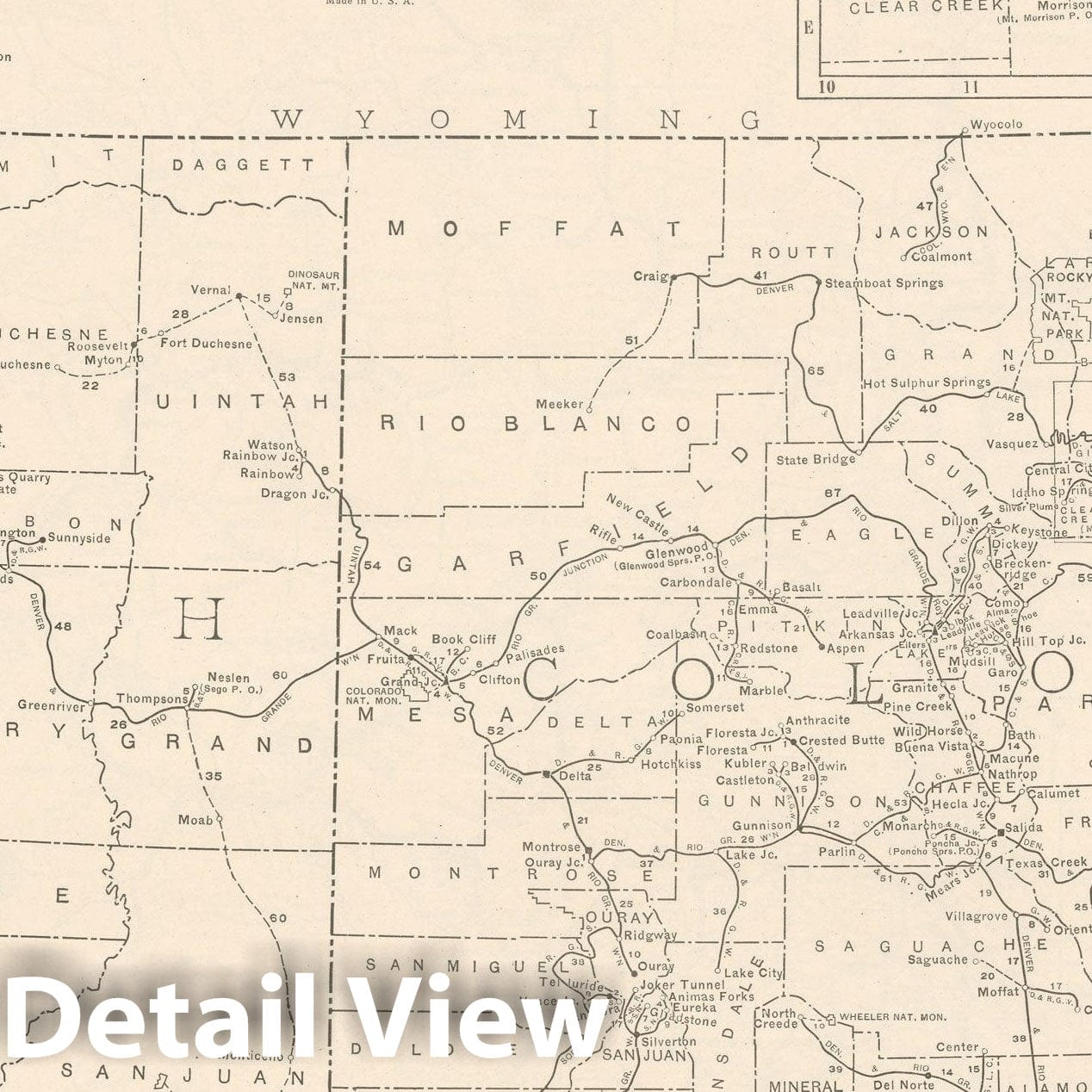 Historic Map : Colorado & Utah 1925 , Vintage Wall Art