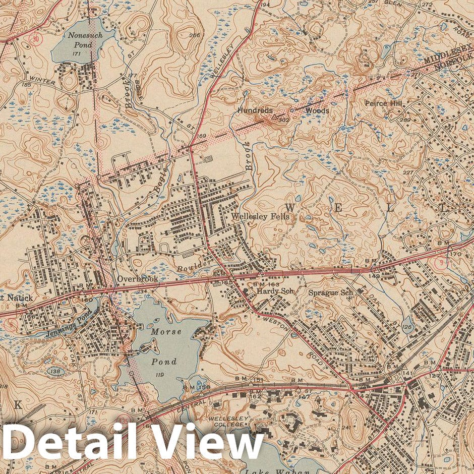 Historic Map : USGS 7.5 Minute Sheets and Quadrangles, Natick & Wellesley 1943 Topographic Map , Vintage Wall Art