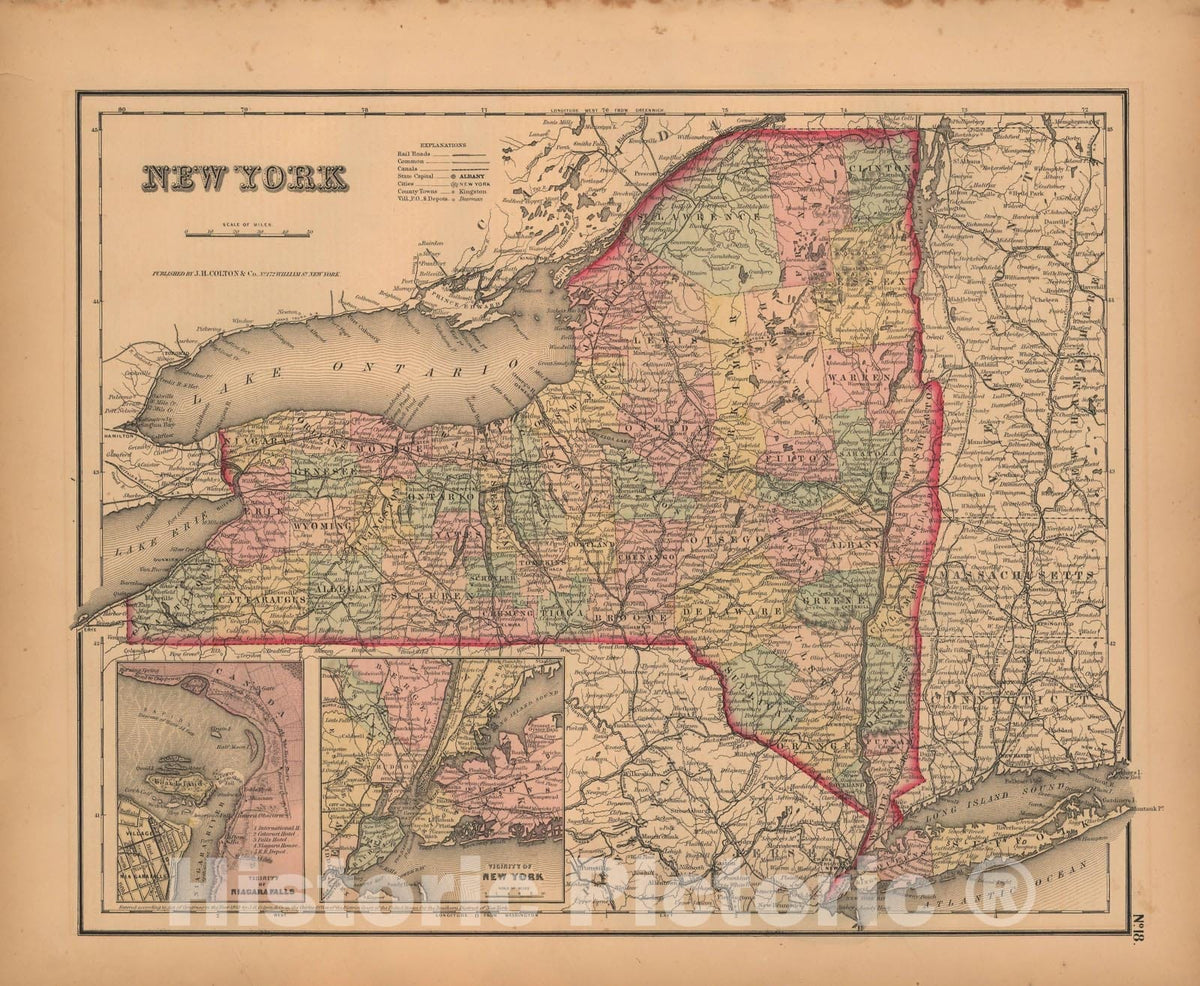 Historic Map : New York 1857 , General Atlas (Of The World) , Vintage Wall Art