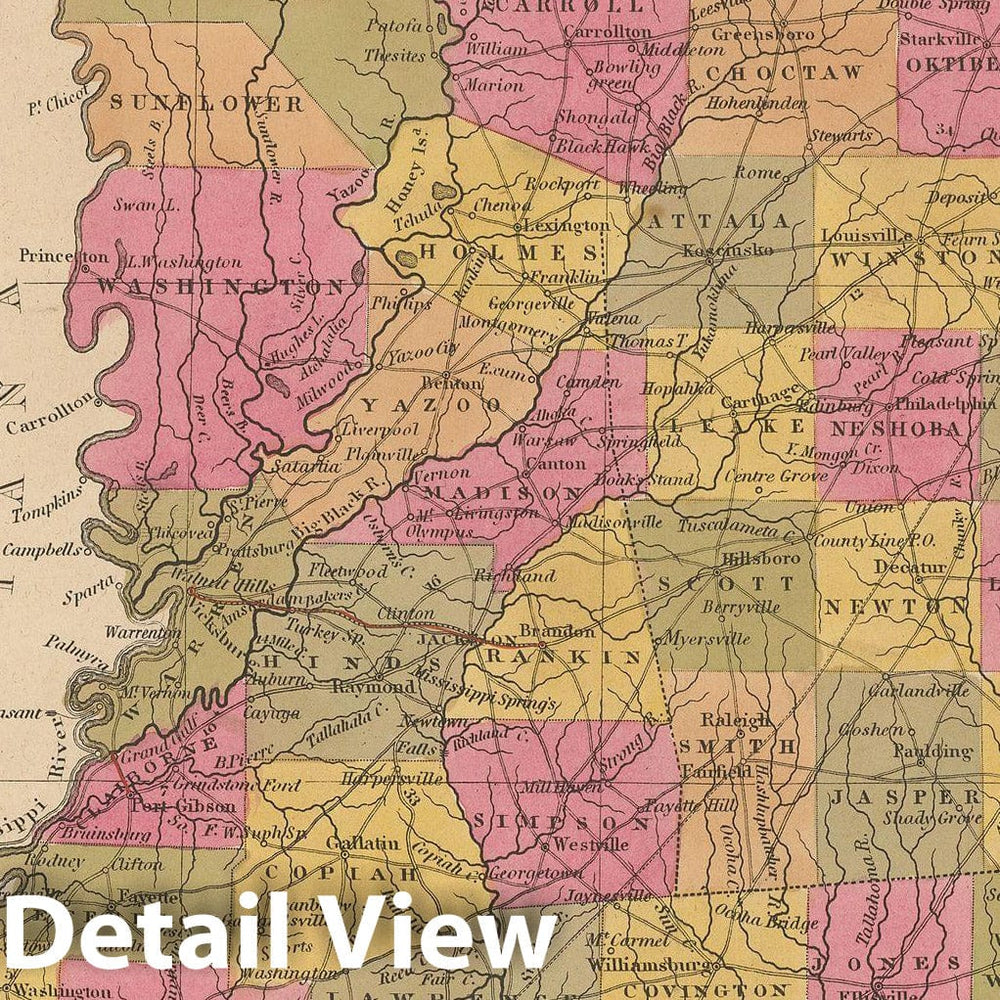 Historic Map : Mississippi 1847 , A New Universal Atlas of the World , Vintage Wall Art