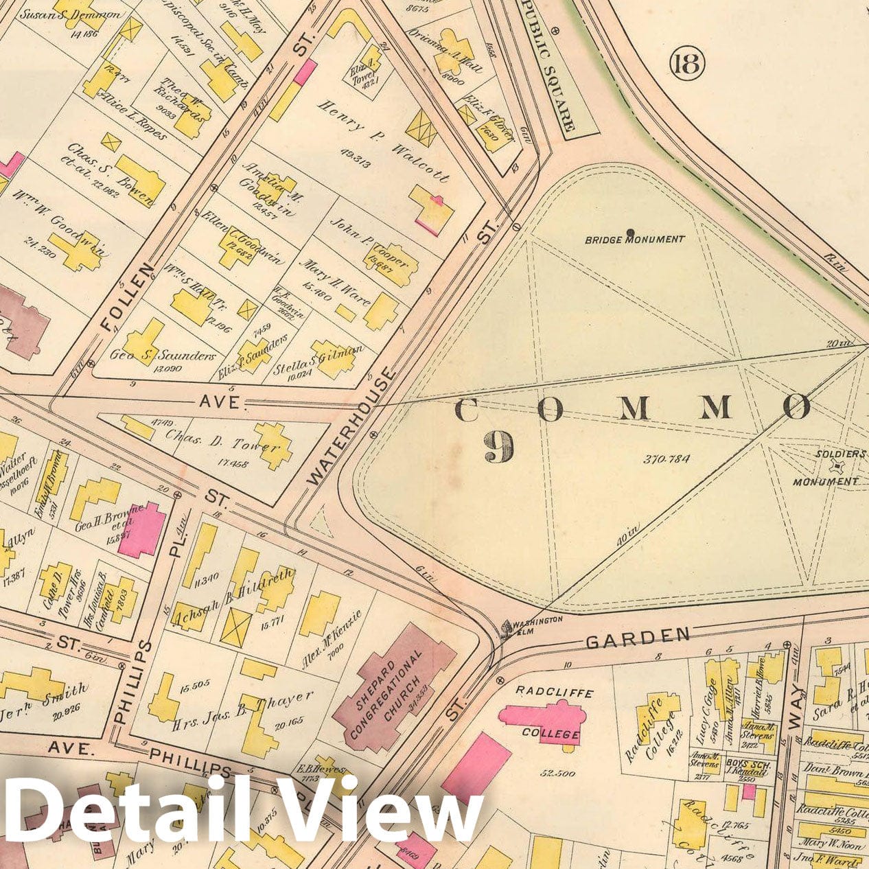Historic Map : Atlas City of Cambridge, MA, Cambridge 1903 Plate 021 , Vintage Wall Art